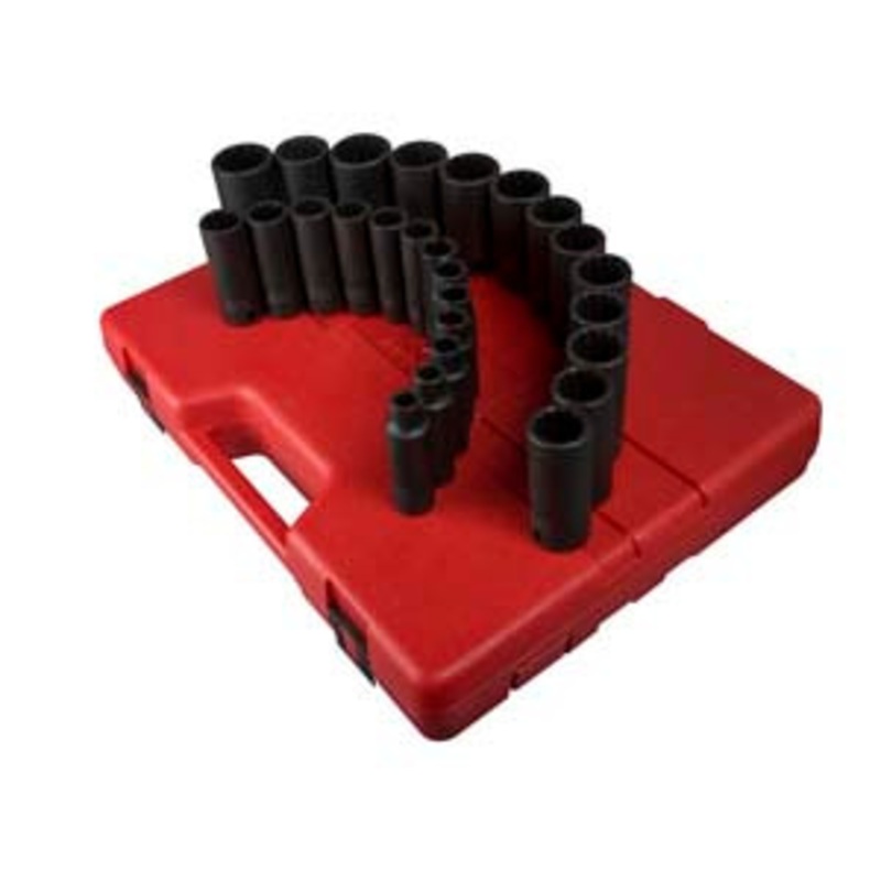 Sunex 1/2 Dr. 12 Pt. 26 Pc. Metric Deep Impact Socket Set – SU2827
