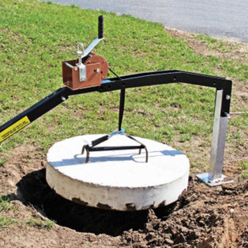 Septic Lid Lift Adaptor with Manual Winch, for Magnetic Manhole Cover Lift Dolly Systems – MCLLEGM