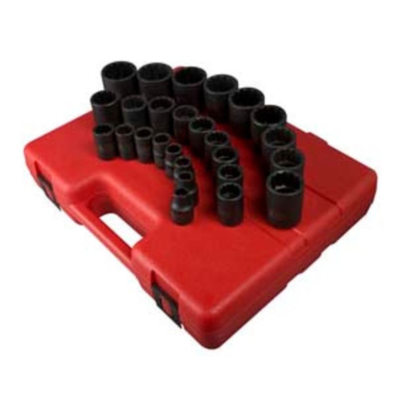 Sunex 26 Pc 1/2 Dr 12 Pt Metric Socket Set – SU2826