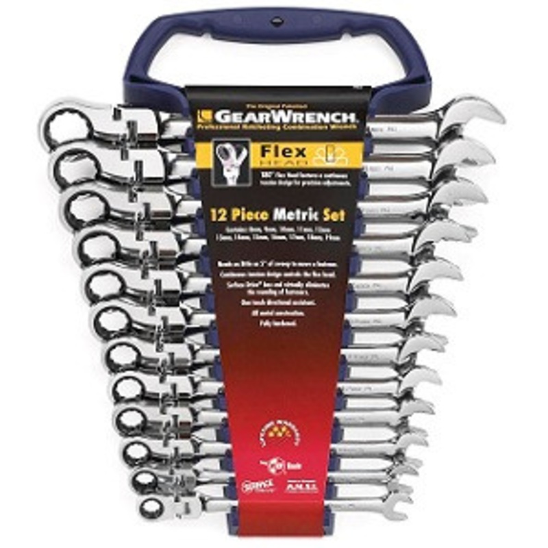GEARWRENCH 12 Piece Metric Flex Head Combination Ratcheting Wrench – KD9901