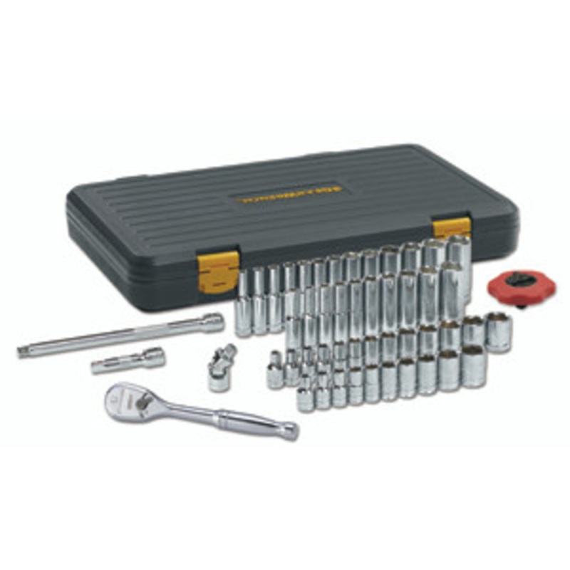 GEARWRENCH 51-Pc 1/4 Drive SAE/Metric 6 pt Standard & Deep Socket Set – KD80300P