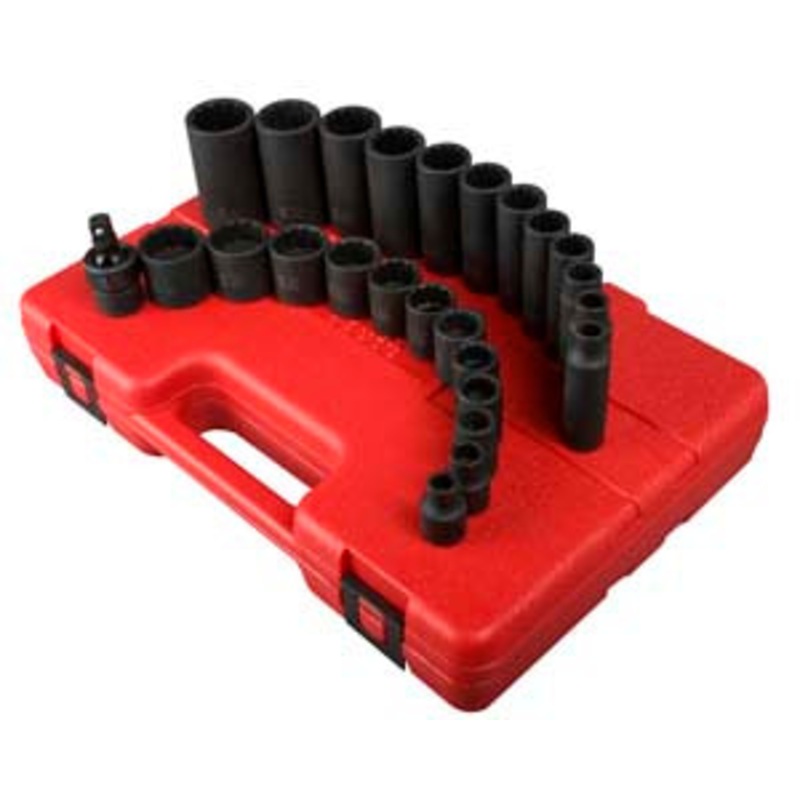Sunex 25 Piece Impact Socket Set 3/8 Drive 12 Point Deep/Shallow – SU3326