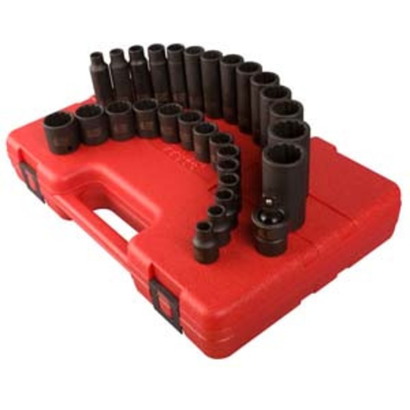 Sunex 29 Piece Metric Impact Set 3/8 Drive 12 Point Deep/Shallow – SU3330