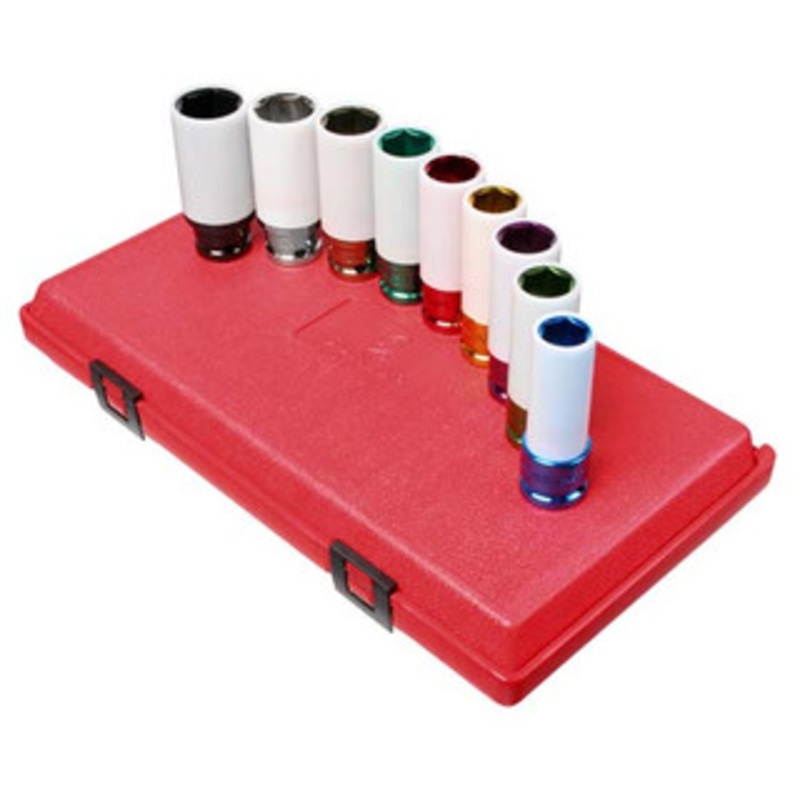 Sunex 9 Piece Thinwall Color Coated Protective Wheel Sockets 2849 – SU2849