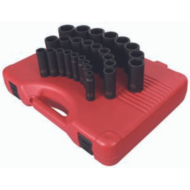 Sunex 26 Piece 1/2 Drive Deep Metric Impact Socket Set – SU2646