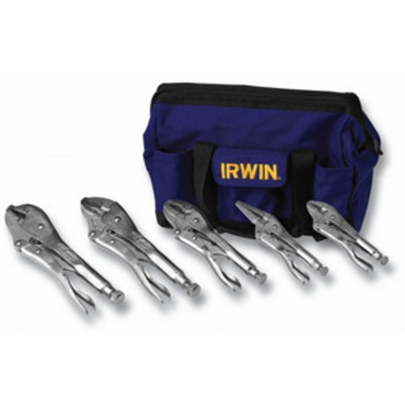 IRWIN 5 Piece Locking Pliers Set in a Canvas Tool Tote Bag – VG2077704